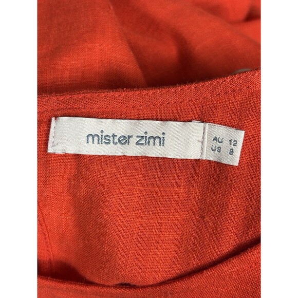 Mister Zimi Margot Maxi Dress Bright Red Purple Rhubarb Rick Rack Trim 8 Linen - Picture 4 of 11